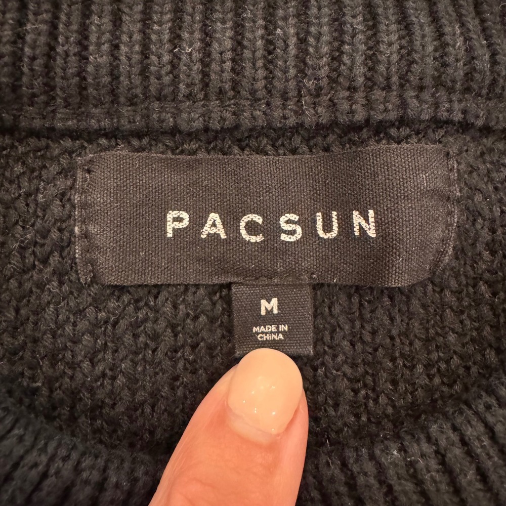 PacSun LA Oversized Crewneck Sweater Black Streetwear Retro Chic Minimalist Sz M - Picture 4 of 9